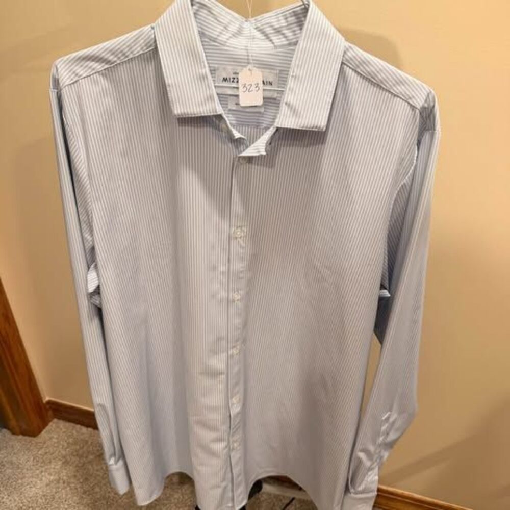 Mizzen+Main Leeward Collection XX-Large Trim Fit blue white stripe shirt